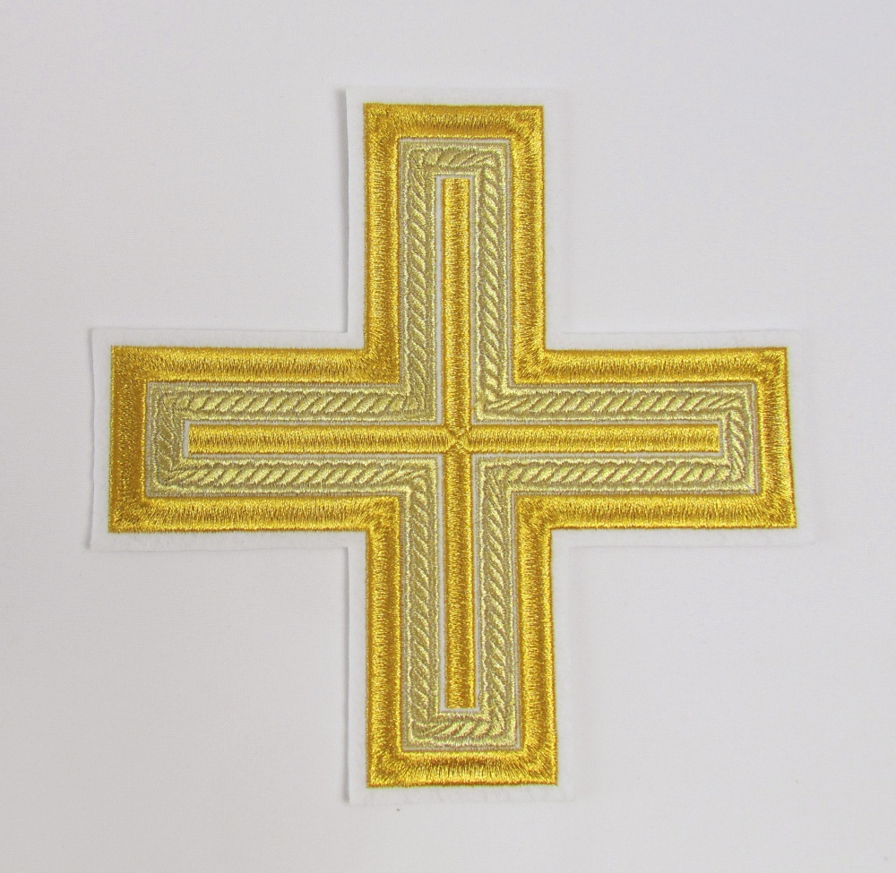 Крест на Престол/Жертвенник АНДРЕЕВСКИЙ, белый с золотом, 19 см