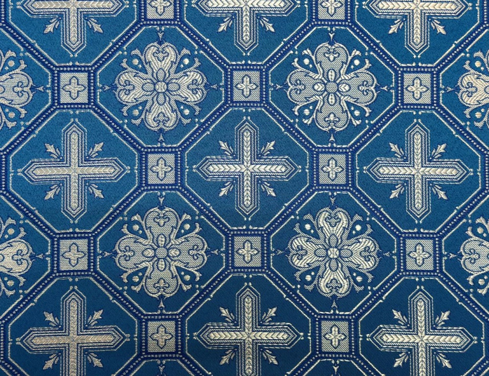 Шелк СВЕТЛАНА, голубой с серебром, шир. 150 см, Рахманово