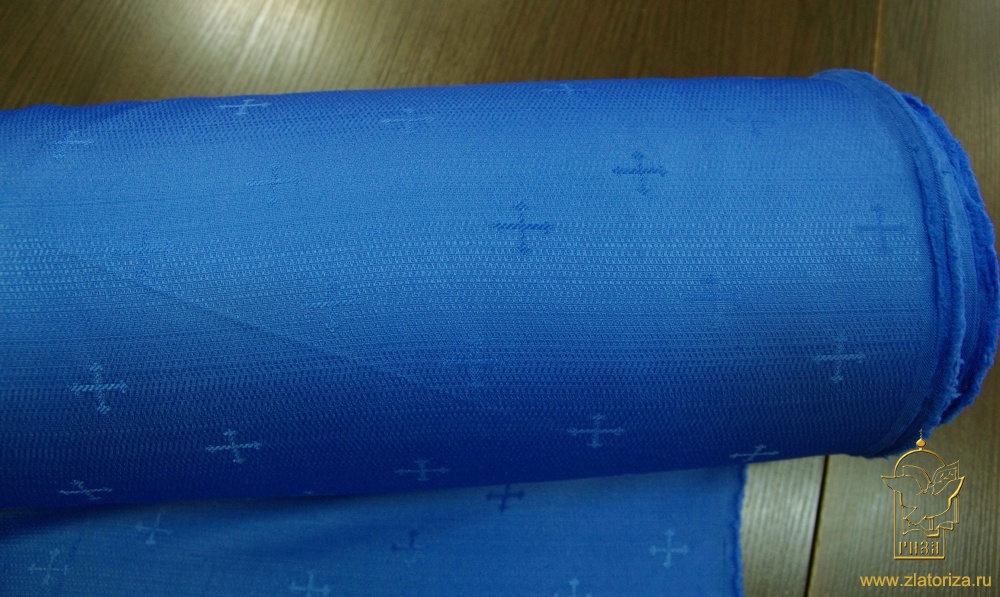 Подкладочная, жаккард церковный, голубая, шир. 185 см. , полиэстер