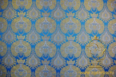 Парча КУПОЛА, голубая с золотом, шир. 150 см, Рахманово