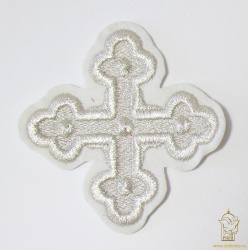 Крест 3 ШИШКИ, белый с серебром,8-9 см