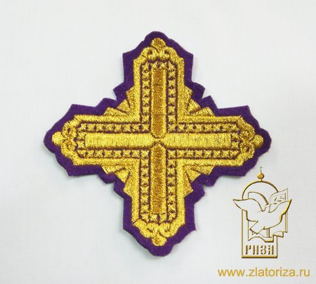 Крест 4 КВАДРАТ, фиолет с золотом,6-7 см