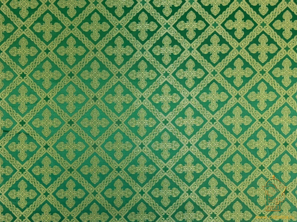 Шелк ПРЕОБРАЖЕНИЕ, зеленый с золотом, шир. 150 см