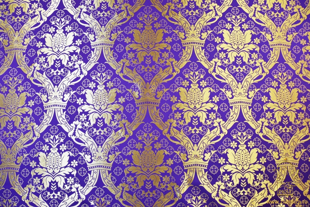 Шелк КОРОНА (ИЕРУСАЛИМ), фиолетовый с золотом, шир. 160 см