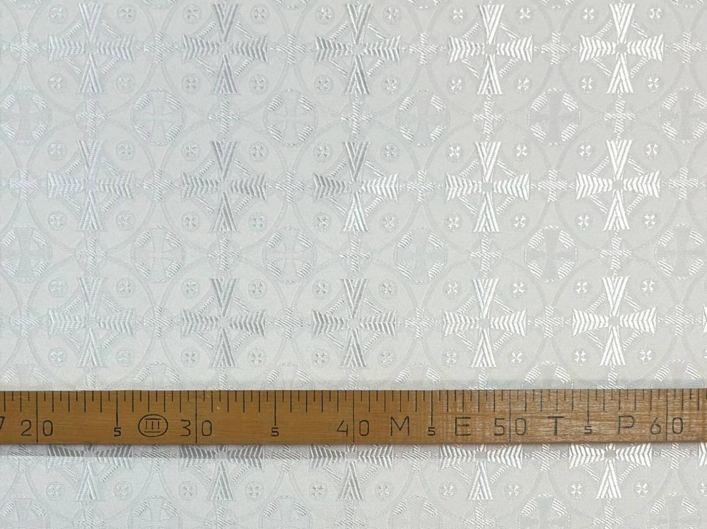 Шелк ЗВОНАРИ, белый с серебром, шир. 150 см, Рахманово