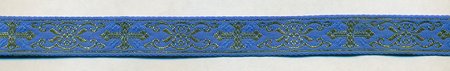Галун ИНДИЯ Изящный, голубой с золотом, шир. 1,5 см
