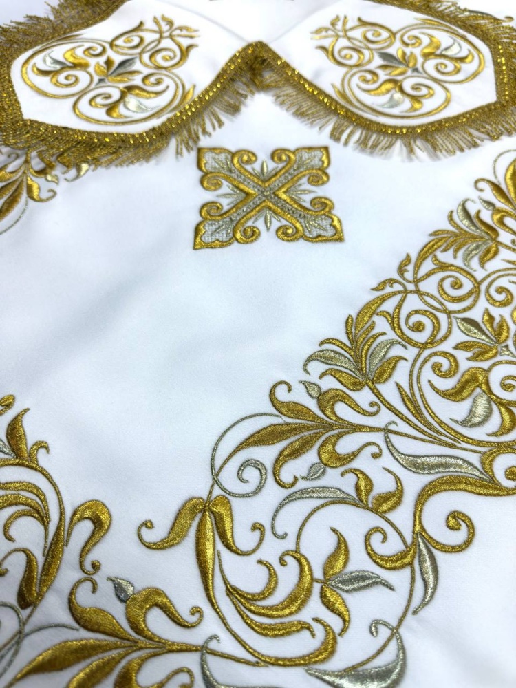 Покровцы шелк, белые с золотом, ПВ