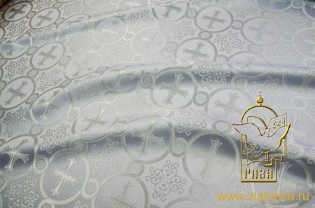 Шелк КОРИНФ, белый с серебром, шир. 165 см