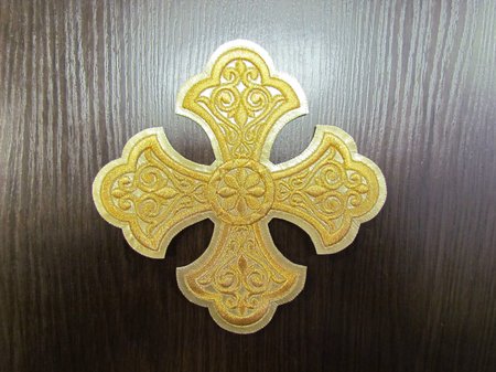 Крест 1 УЗОРНЫЙ лаке золото,14,5 -16 см