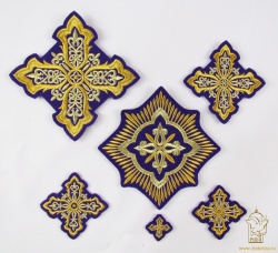 Набор крестов, иерейский, ВИЗАНТИЯ, фиолетовый с золотом, 14 шт Набор крестов, иерейский, ВИЗАНТИЯ, фиолетовый с золотом, 14 шт