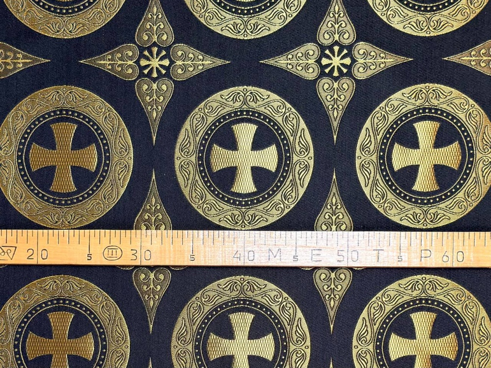 Шелк ДАМАСК, черный с золотом, шир. 165 см