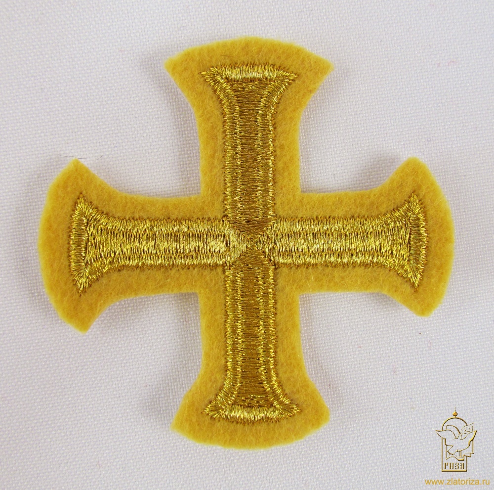 Крест 4 БУЛАТ горчица с золотом, 6 см