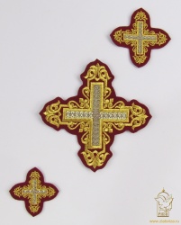 Набор крестов, дьяконский, УЗОР бордо с золотом, 14 шт, арт
