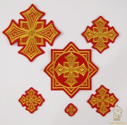 Набор крестов, иерейский, ГЕОРГИЙ, красный с золотом, 14 шт Набор крестов, иерейский, ГЕОРГИЙ, красный с золотом, 14 шт