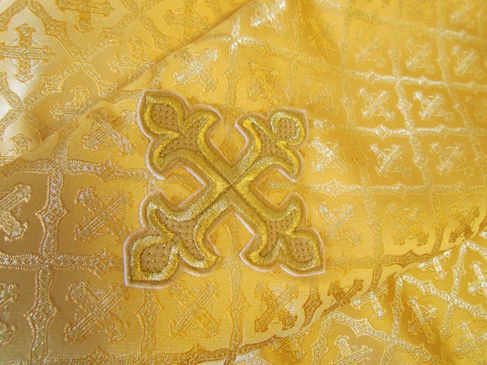 Пелена на престол, жертвенник 130 х 150 см, желтая, парча