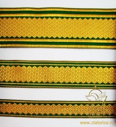 Галун Чешуйки, золотой с зеленым, шир. 1,5 см, в упаковке 20 м Галун Чешуйки, золотой с зеленым, шир. 1,5 см, в упаковке 20 м