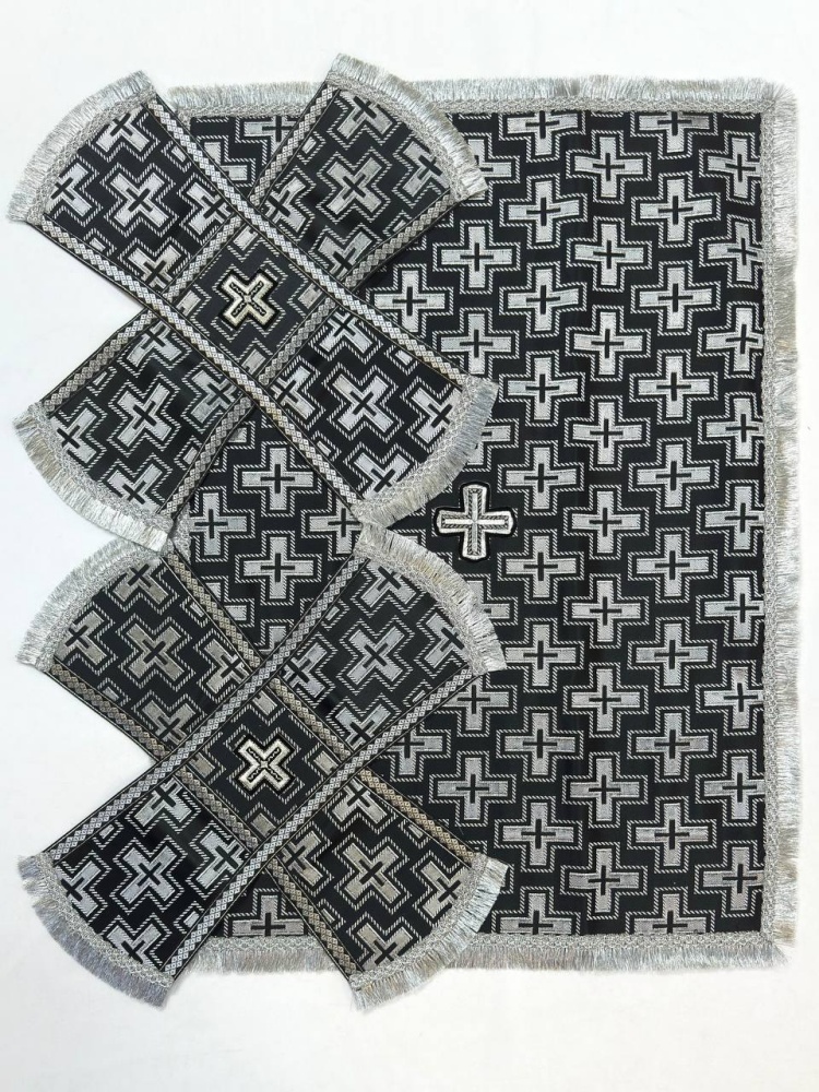 Покровцы шелк, черные с серебром