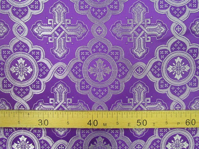 Парча ПОДСОЛНУХ, фиолетовая с серебром, шир. 150 см, Рахманово