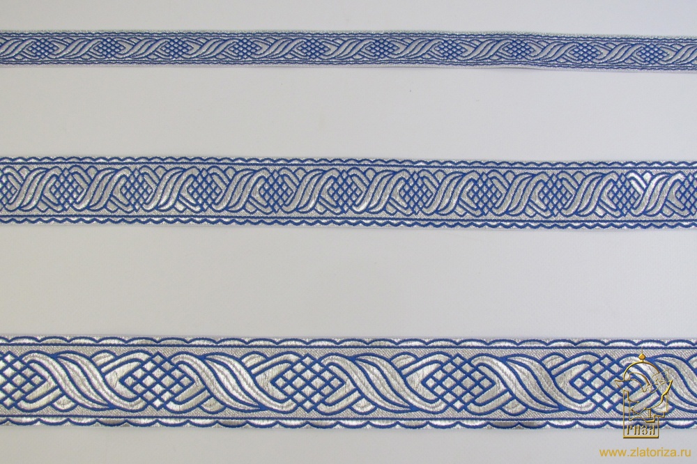 Галун КОСИЧКА, синий с серебром, шир. 5 см, РА