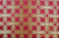 Шелк ПОКРОВСКИЙ, красный с золотом, шир. 150 см, Рахманово