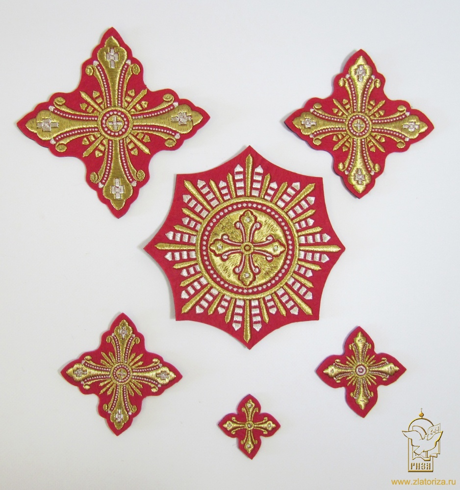 Набор крестов ВАНИН, иерейский,. красный с золотом, 14 шт