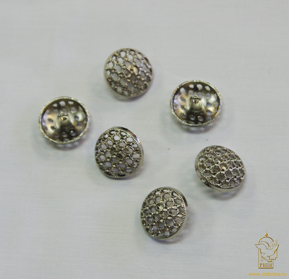Пуговицы РЕШЕТКА серебро, металл, 18 мм