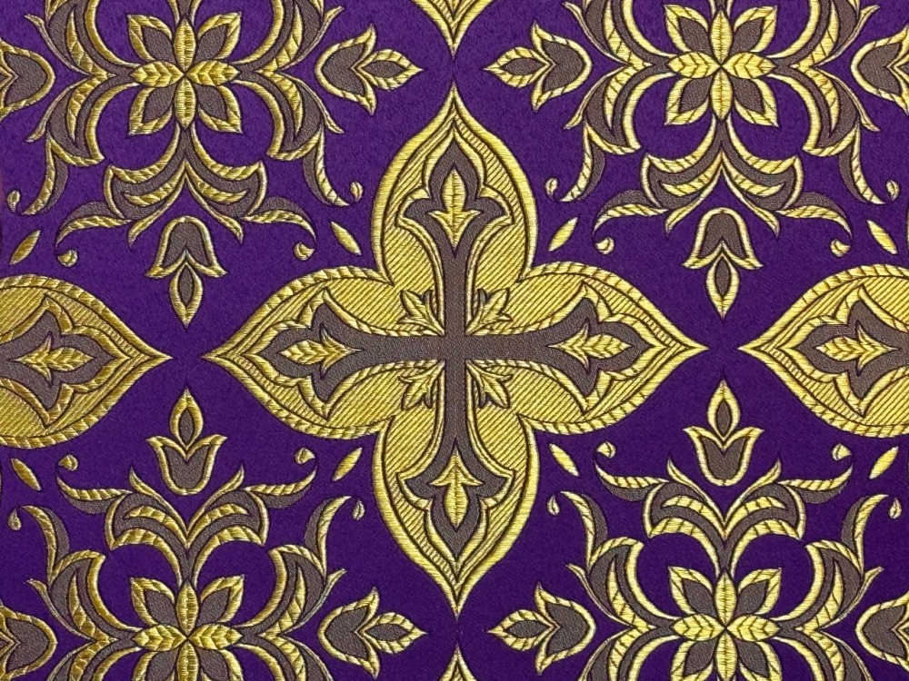 Шелк ВЕРА-2, фиолетовая с золотом, шир. 150 см, Рахманово