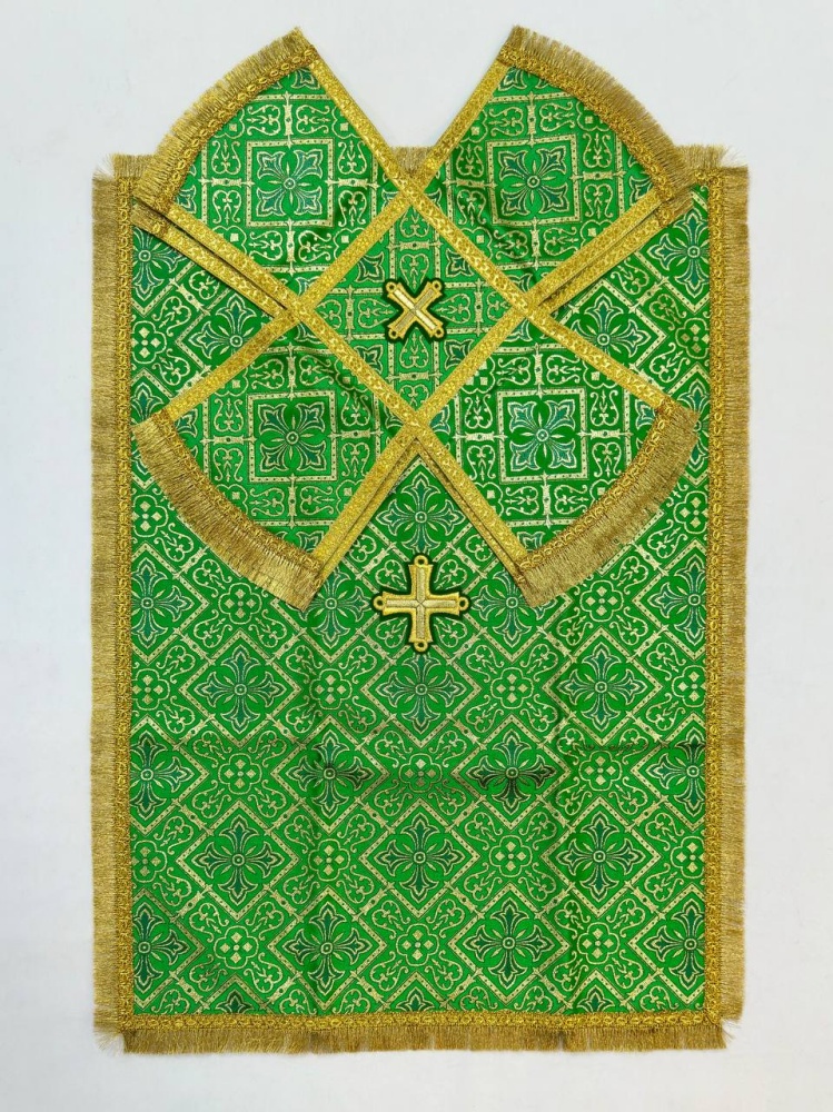 Покровцы парча, зеленые с золотом