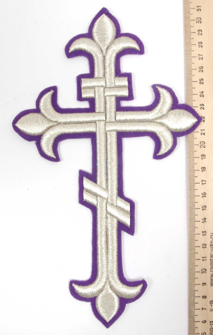 Крест Аналойный восьмиконечный, фиолетовый с серебром, высота 25 см