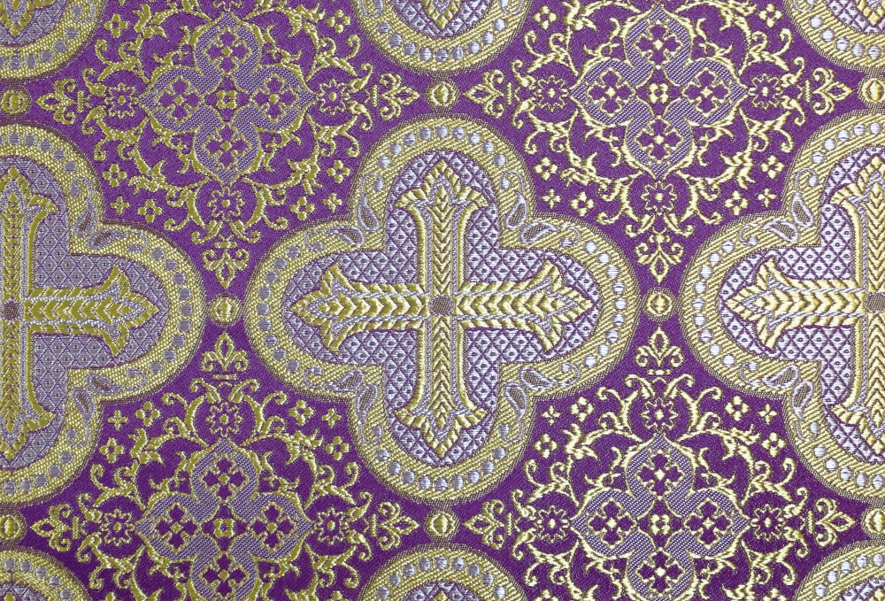 Шелк ПП ВАЛААМ, фиолетовый с золотом и серебром, шир. 150 см