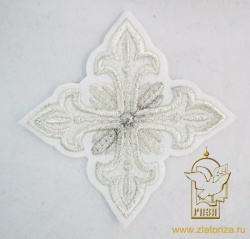 Крест 2 ОСТРЫЙ, белый со светлым серебром,10-12 см