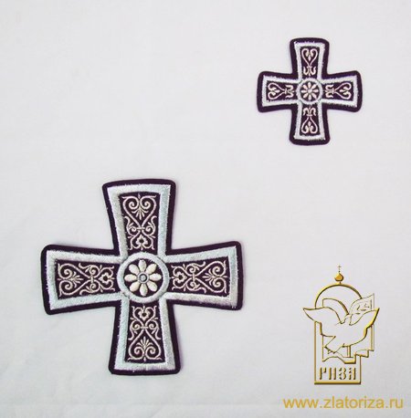 Набор крестов, иерейский, ГЕОРГИЕВСКИЙ фиолетовый с зсеребром, 14 шт, арт. 22058