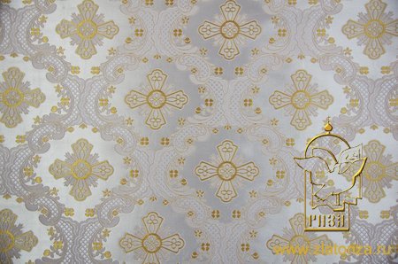 Шелк ЕЛЕОН, белый с золотом, двойная нить, шир. 165 см