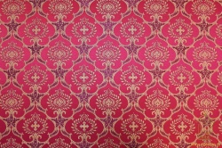 Парча УСПЕНИЕ, красная с золотом с бордовой окантовкой шир. 150 см, Рахманово