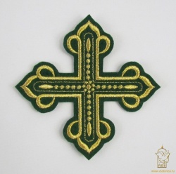 Крест 2 КАНОН, зеленый с золотом, 11-12 см