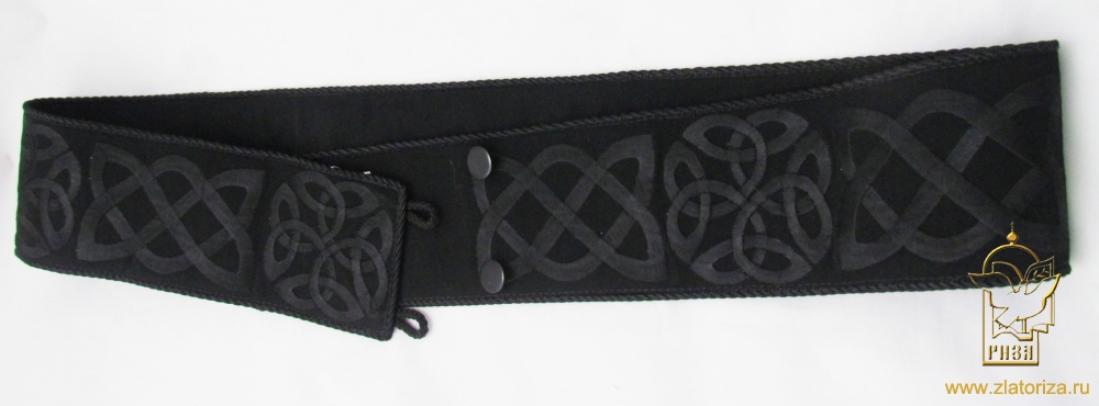 Пояс черный с черной вышивкой