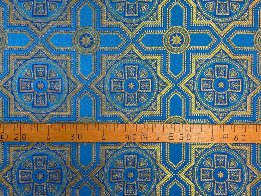 Парча НЕВСКИЙ, голубая с золотом, шир. 150 см