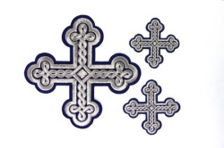 Набор крестов, дьяконский, ОКРУГЛАЯ ПЛЕТЕНКА, синий с серебром, 10 шт Набор крестов, дьяконский, ОКРУГЛАЯ ПЛЕТЕНКА, синий с серебром, 10 шт