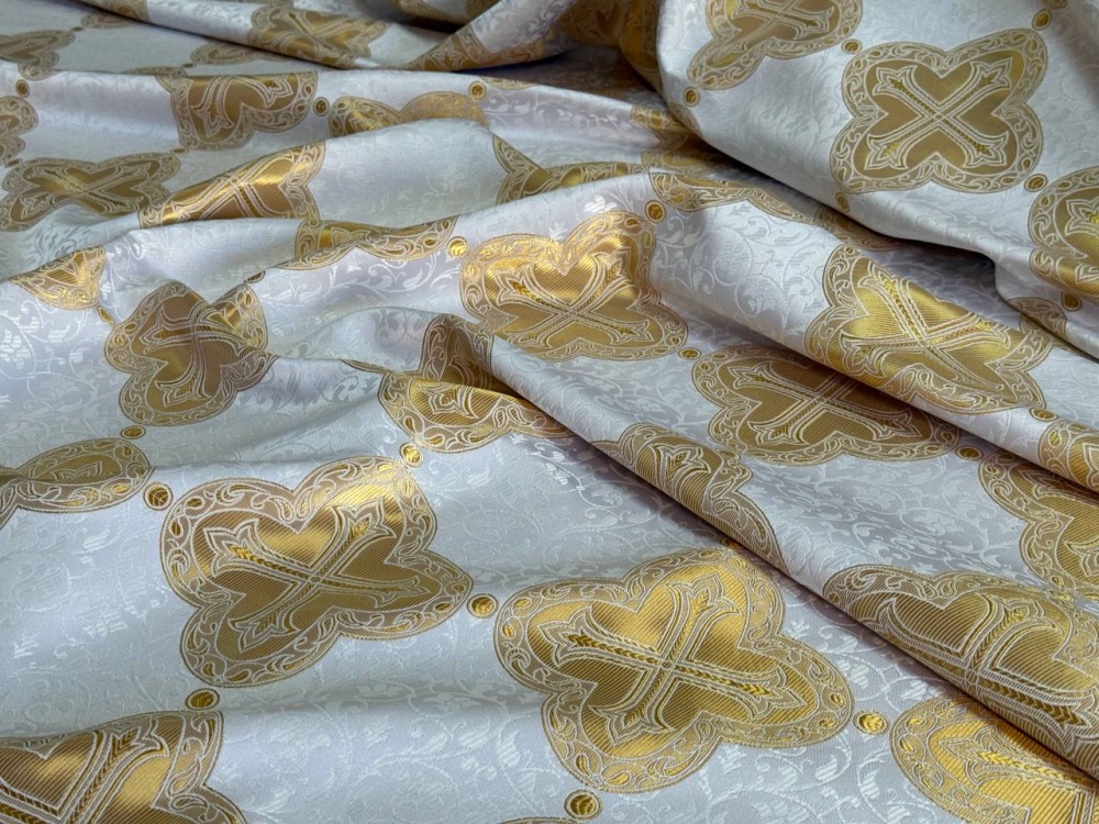 Шелк НИКЕЯ, белая с золотом, шир. 165 см