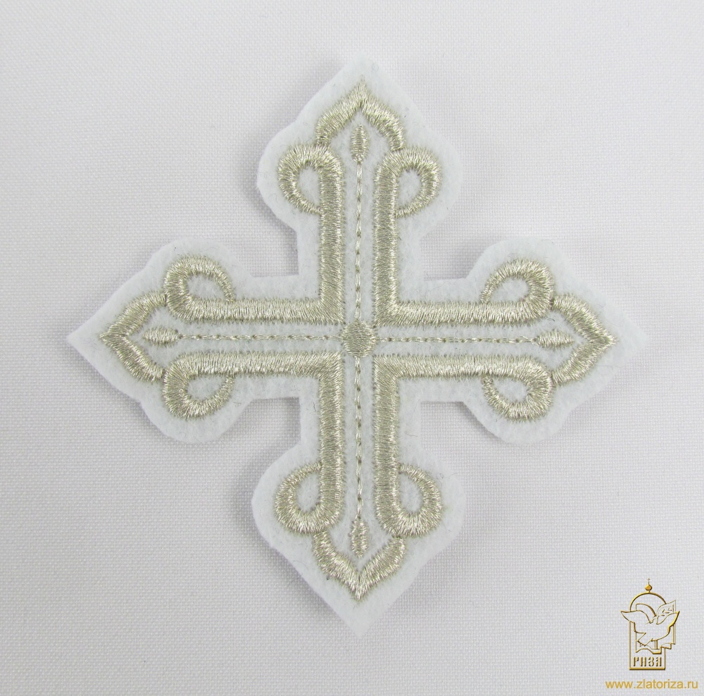 Крест 3 КАНОН, белый со свет. серебром, 8-9 см