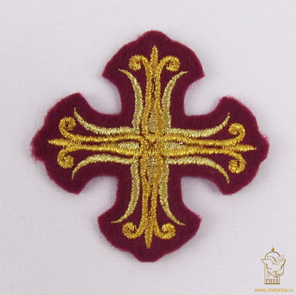 Крест 4 СОФИЯ бордо с золотом, 6 см