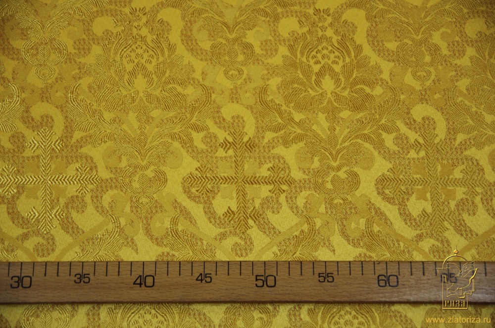Шелк ЛИРА, желтый с золотом, с горчичной обводкой, шир. 150 см, Рахманово