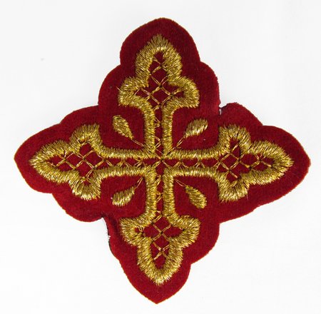 Крест 4 ВОЛОГОДСКИЙ, красный с золотом,6-7 см