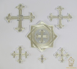 Набор крестов, иерейский, ЛУКОШКО, белый со светлым и темным серебром, 14 шт