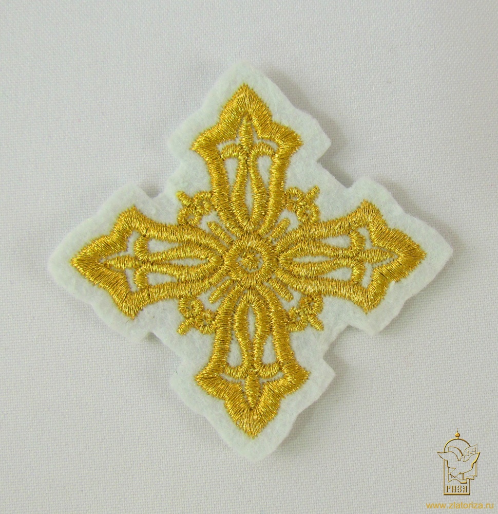 Крест 4 ВИЗАНТИЯ белый с золотом, 6-7 см