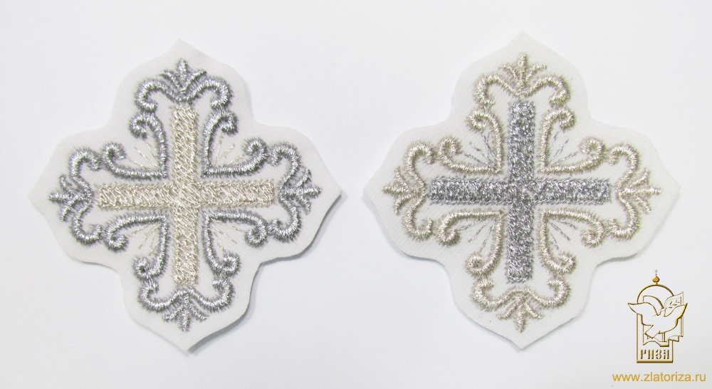 Крест 4 ПОКРОВСКИЙ W 108, белый с серебром,6-7 см светлым/темным