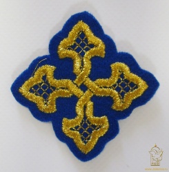 Крест 4 ВЯЗАНЫЙ, синий с золотом,6-7 см Крест 4 ВЯЗАНЫЙ, синий с золотом,6-7 см