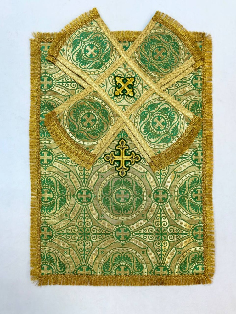 Покровцы парча, зеленые с золотом