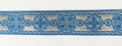 Галун ВИЗАНТИЯ, голубой с сереб, шир. 4 см, ФР