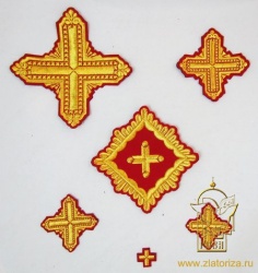 Набор крестов, иерейский, КВАДРАТ, красный с золотом, 14 шт Набор крестов, иерейский, КВАДРАТ, красный с золотом, 14 шт